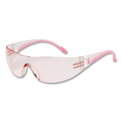 Eva Rimless Safety Glass, Pink Polycarbonate Lens, Pink Polycarbonate/Rubber Coated Frame, Anti-Scratch