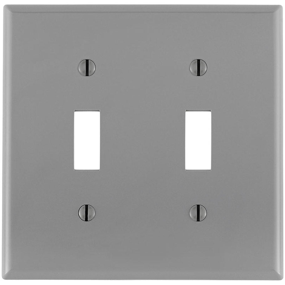 Toggle Switch Wall Plate, Device Mount, 2-Gang, Nylon, Gray