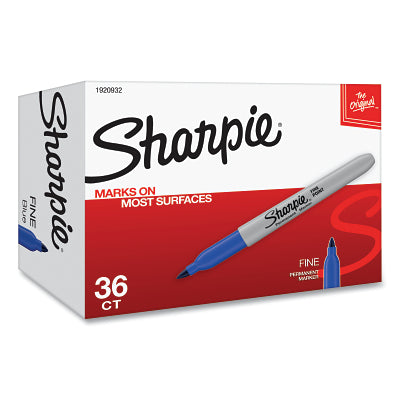 Fine Tip Permanent Marker, Blue, Bullet