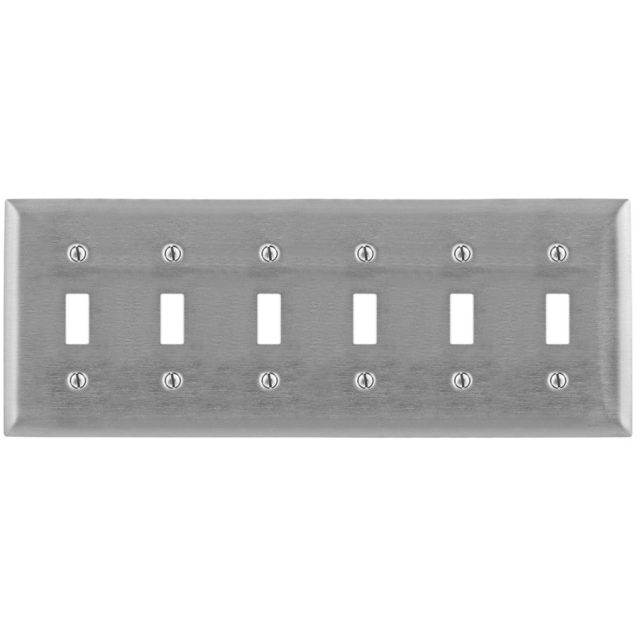 6 Gang (6) Toggle Switch Stainless Steel Wall Plate