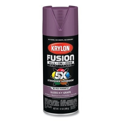 Fusion All-in-One Paints + Primers, 12 oz, Aerosol Can, Gloss Icy Grape