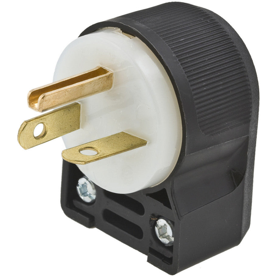 Insulgrip Straight Blade Plug, 20A, 250V, 2P3W, NEMA 6-20P, Cord Dia. 0.325 to 0.655 in., Black/White