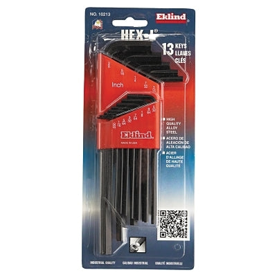 Hex-L Key Set, 13 per Holder, Hex Tip, Inch, Long Arm
