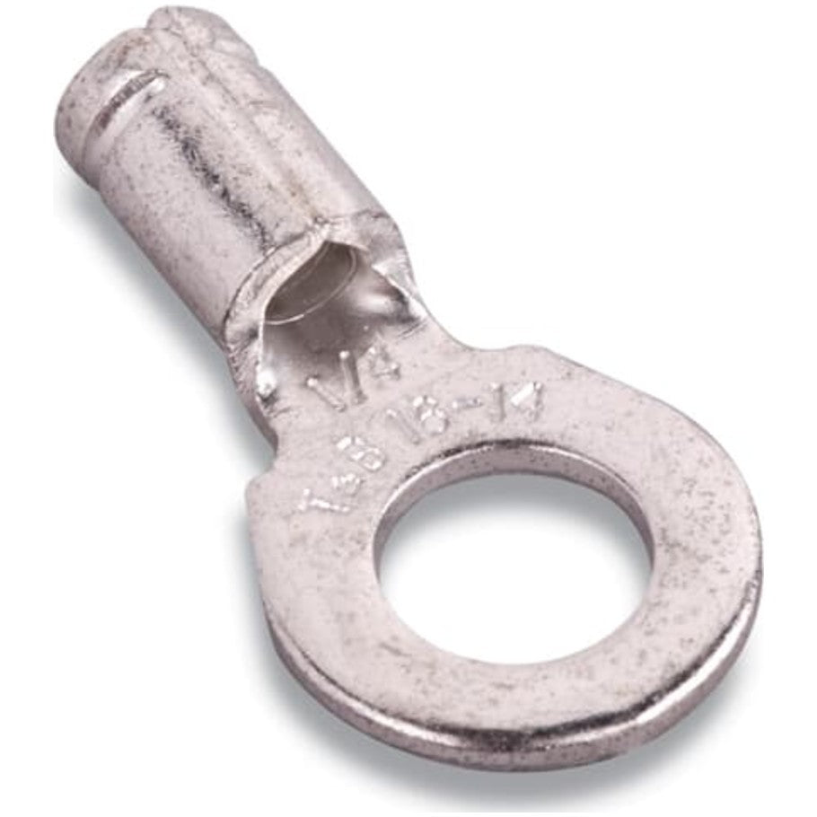 Non-Insulated Heavy Duty Ring Terminal, Length 1.04 Inches, Wire Range  16- 14 AWG Heavy Duty, Copper, Tin Plated