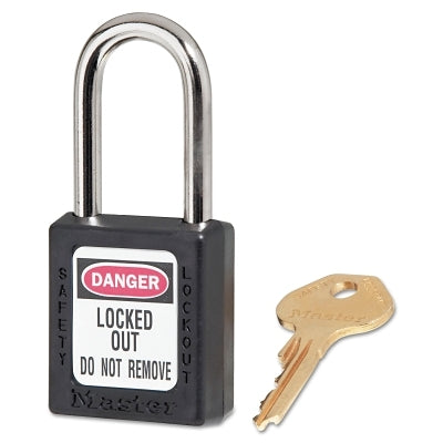 Zenex Thermoplastic Safety Lockout Padlock, 410, 1-1/2 W x 1-3/4 H Body, 1-1/2 in H Shackle, KD, Black