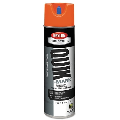 Quik-Mark Solvent-Based Inverted Marking Paint, 17 oz wt, Aerosol Can, Fluorescent Orange