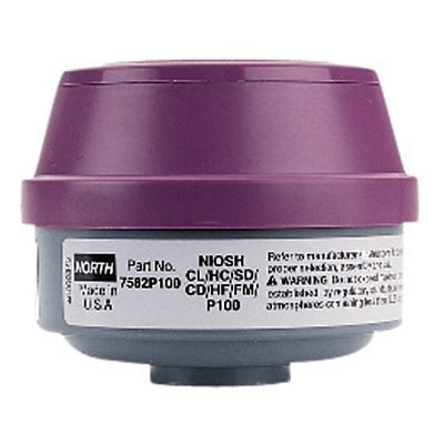 Combination Gas and Vapor Cartridge,White/Magenta, Acid Gas, P100 Filter