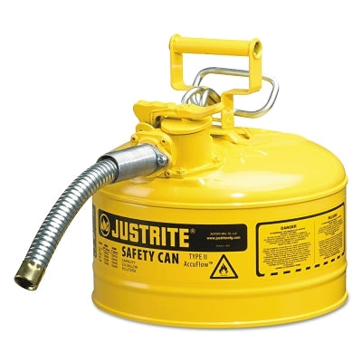 Type II AccuFlow Safety Can, Diesel, 2.5 gal, Yellow, Includes 1 in OD Flexible Metal Hose