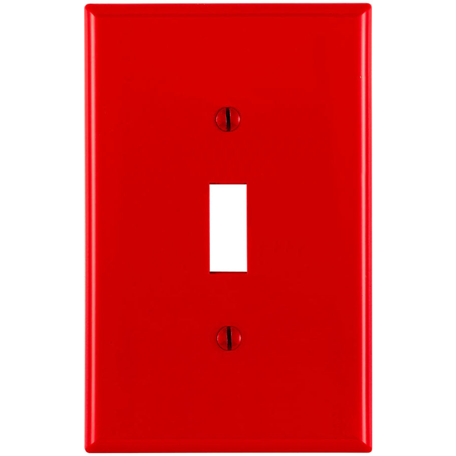 Wall Plate, 1-Gang, (1) Toggle Switch, Midway Size, Red