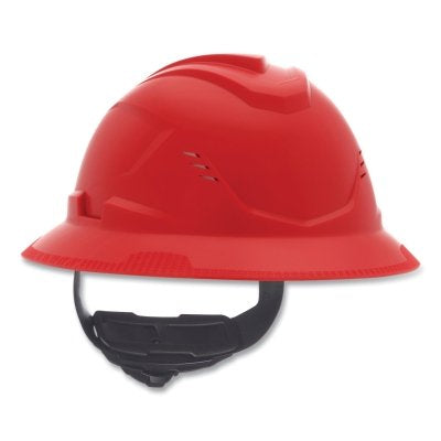 V-Gard C1 Hard Hat, Fas-Trac III 4 Point Ratchet, Vented, Red