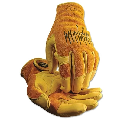 1828 revolution Cow Grain Unlined TIG/MIG Welding Gloves, X-Large, Tan/Gold, Hook-and-Loop