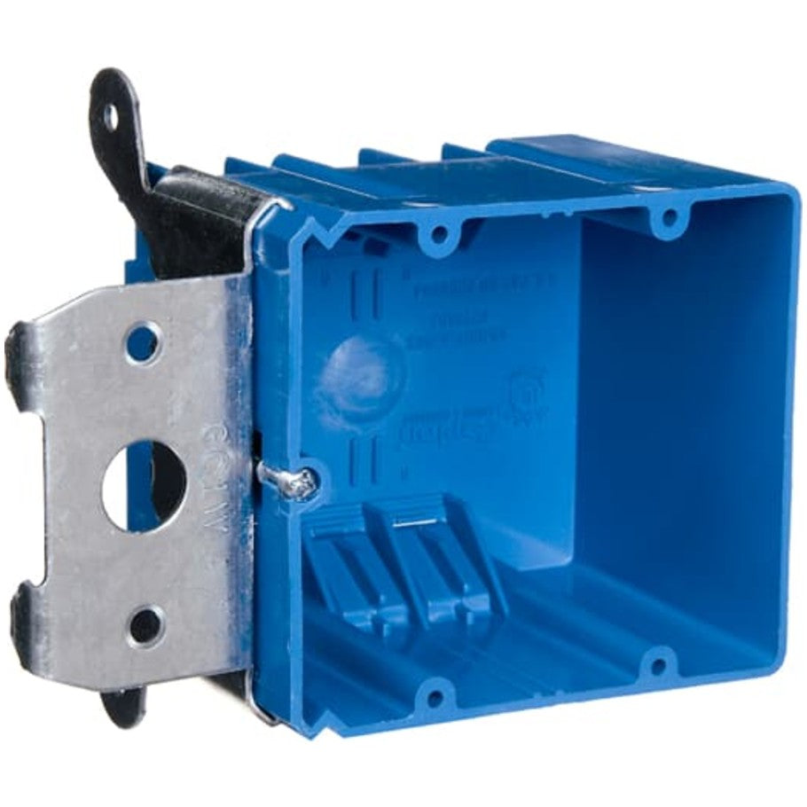 Blue Polycarbonate 2-Gang Wall Box with Adjustable Bracket