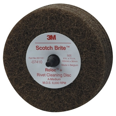 3M 051131-07410 Rivet Cleaning Discs, Aluminum Oxide, 4 in Dia x 1.25 in Thick