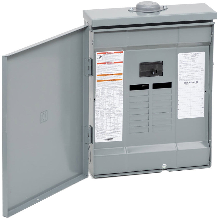 QO Load Center, 1 Phase, 12 Spaces, 24 Circuits, 100A Convertible Main Breaker, PoN, NEMA3R, Ul