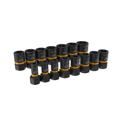 Bolt Biter Extraction Socket Set, 15 Pc, Black Oxide, Chrome-Molybdenum, Set
