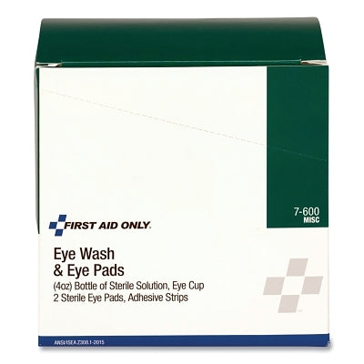 Eye Flush Set, 6-Pc, 4 oz Eye Wash, Sterile Eye Cup, 2 Eye Pads and Strips