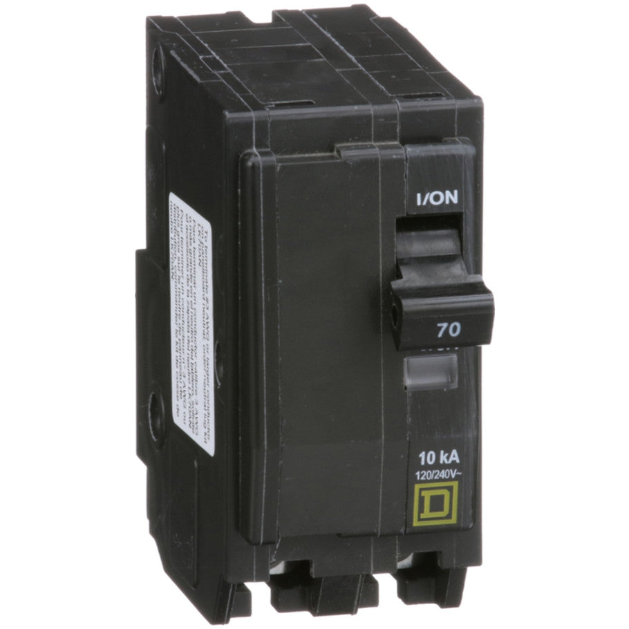 QO Miniature Circuit Breaker, Plug-In, 10kA, Common Trip, 120/240 Vac, 2-Pole, 70A