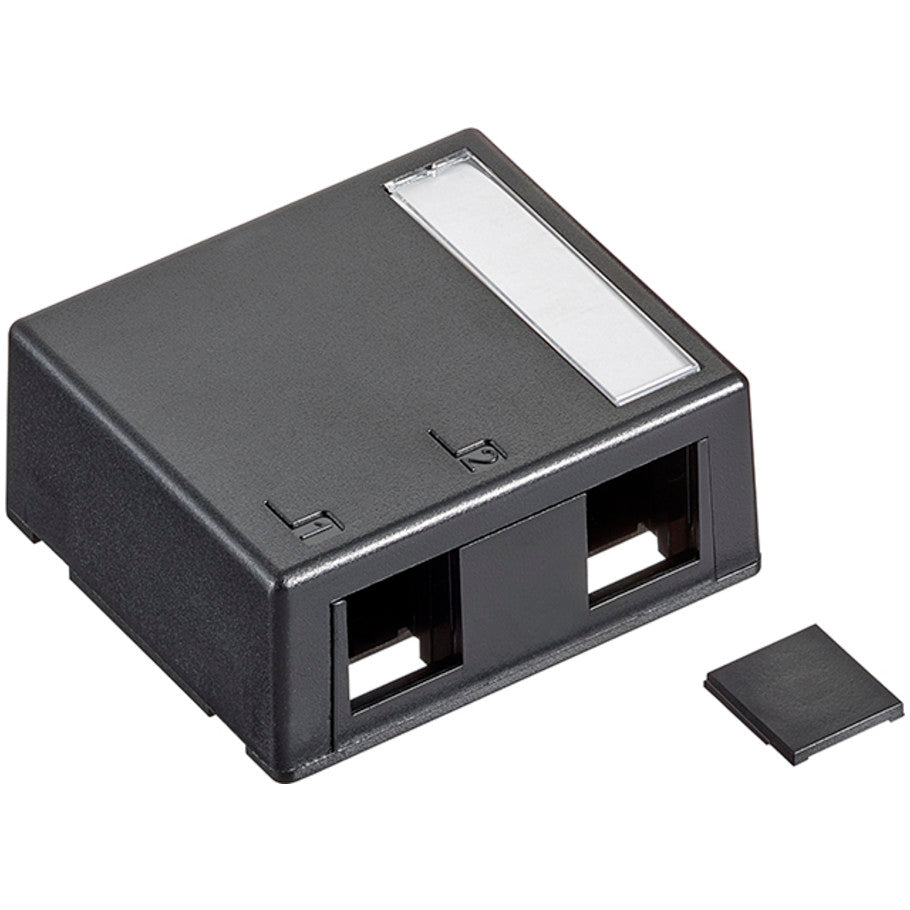 QuickPort Surface Mount Box, Plenum Rated, 2-Port, Black