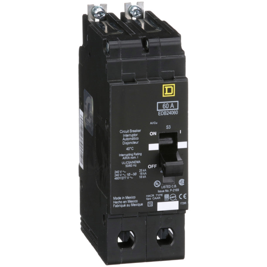 Mini circuit breaker, E-Frame, 60A, 2 pole, 480Y/277VAC, 25kA max, bolt on  TAA