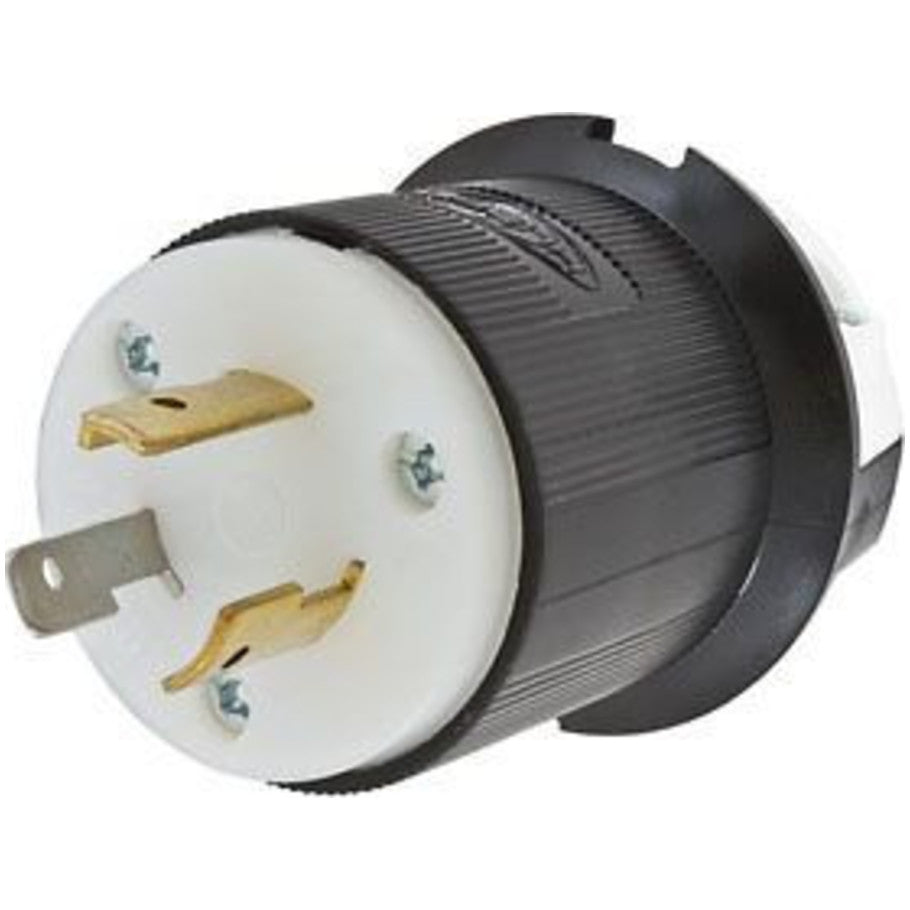 Hubbell Twist-Lock Locking Plug With M20 Modification, 20A, 125V, 2P3W, Black and White