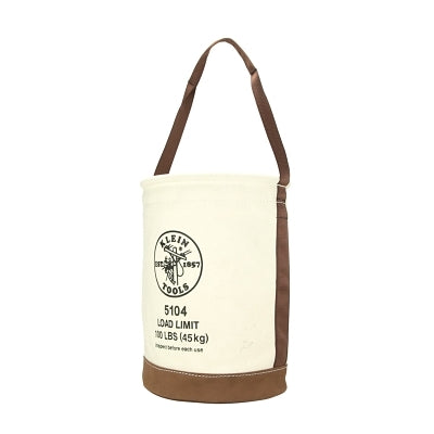 Load Rated Leather-Bottom Bucket, 1 Compartment, 17 in H, 12 in W, Off-White