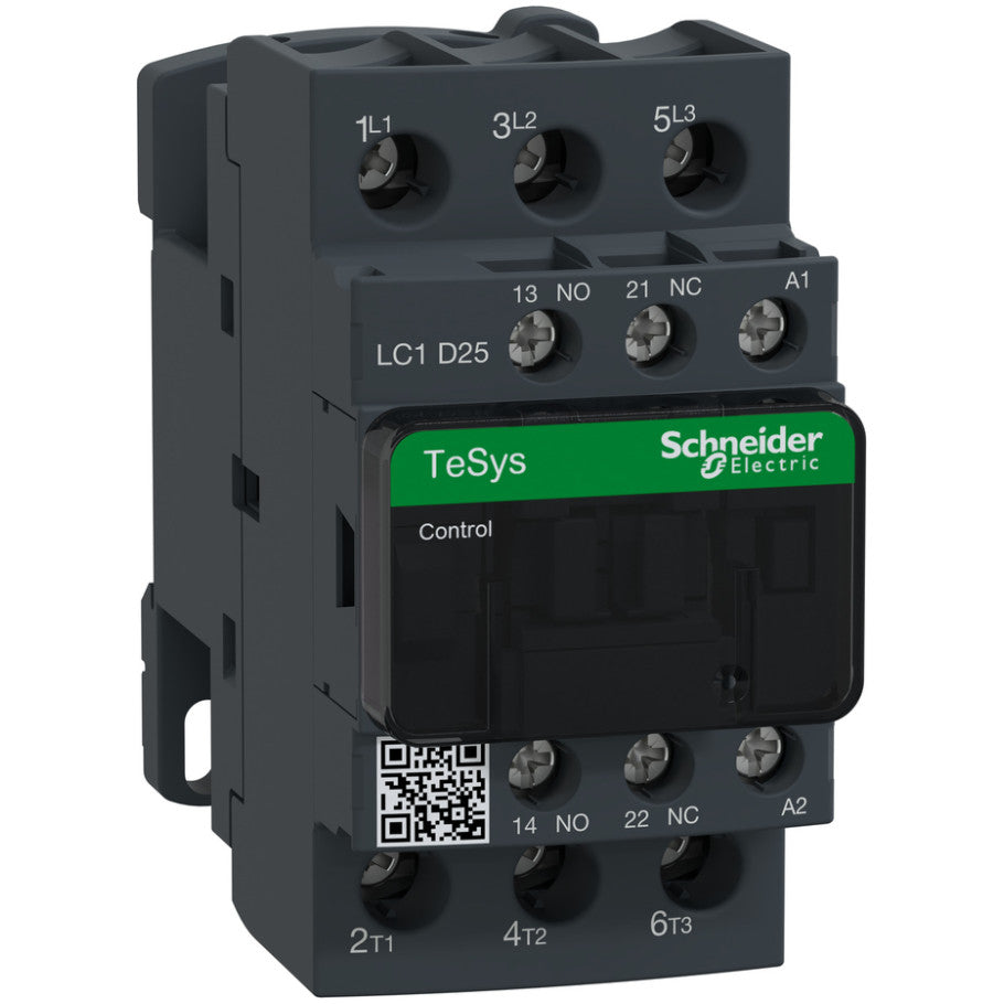 IEC Contactor, TeSys Deca, Nonreversing, 25A, 15HP at 480VAC, Up to 100kA SCCR, 3 Phase, 3 NO, 24VAC 50/60Hz Coil, Open