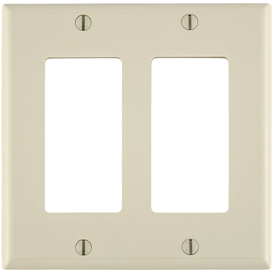 Wall Plate, Decora/GFCI Device, 2-Gang, Device Mount, Light Almond Thermoplastic Nylon