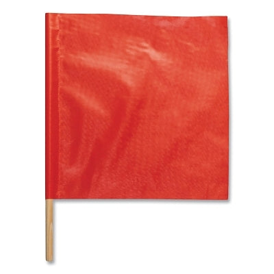 Warning Flag, Vinyl with 3/4 in dia x 24 in Hardwood Dowel, Orange/Red, 18 in x 18 in