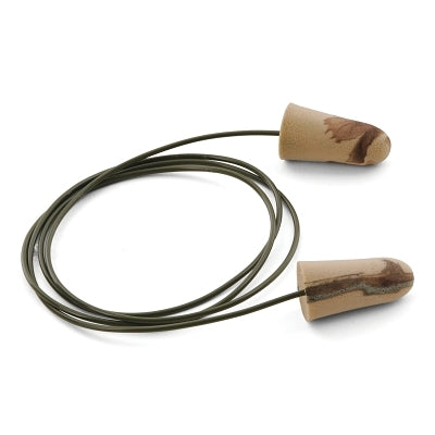 Camo Plugs Disposable Earplugs, Foam, Brown/Tan/Green, Corded