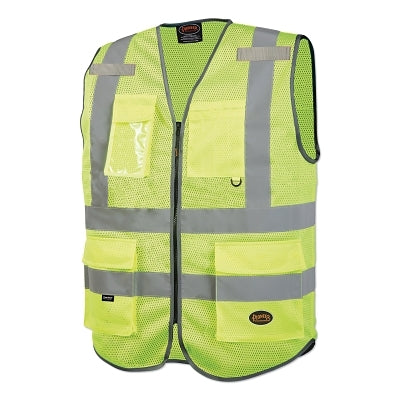 6960U/6961U Hi-Vis Mesh Multi-Pocket Safety Vest, X-Large, Green
