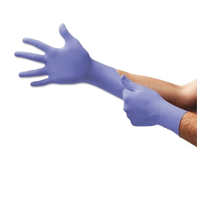 Supreno SE SU-690 Disposable Nitrile Gloves, Beaded Cuff, Large, Violet Blue