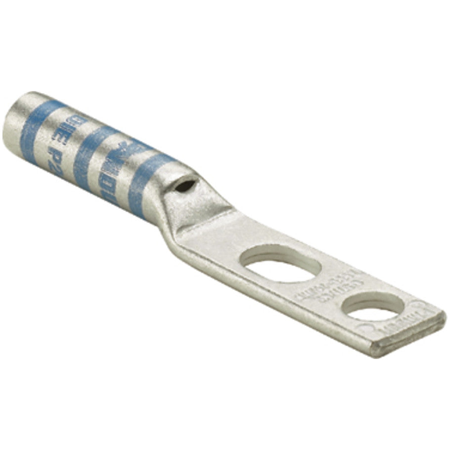 Long Barrel Lug With Inspection Window, 2-Hole, Blue, 6 AWG, 2.86 in.