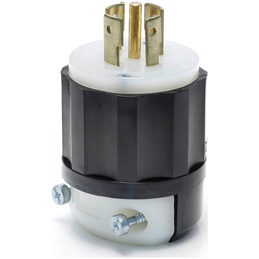 Leviton Black   White 20A 3-Phase 120/208V 4P5W Locking Plug, Black and White