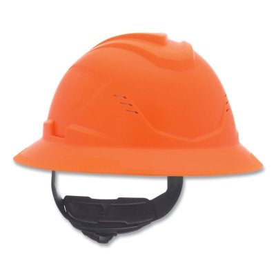 V-Gard C1 Hard Hat, Fas-Trac III 4 Point Ratchet, Vented, Hi-Viz Orange