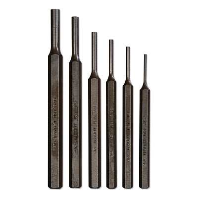 6 Pc Pin Punch Kits, Round, English, Pouch