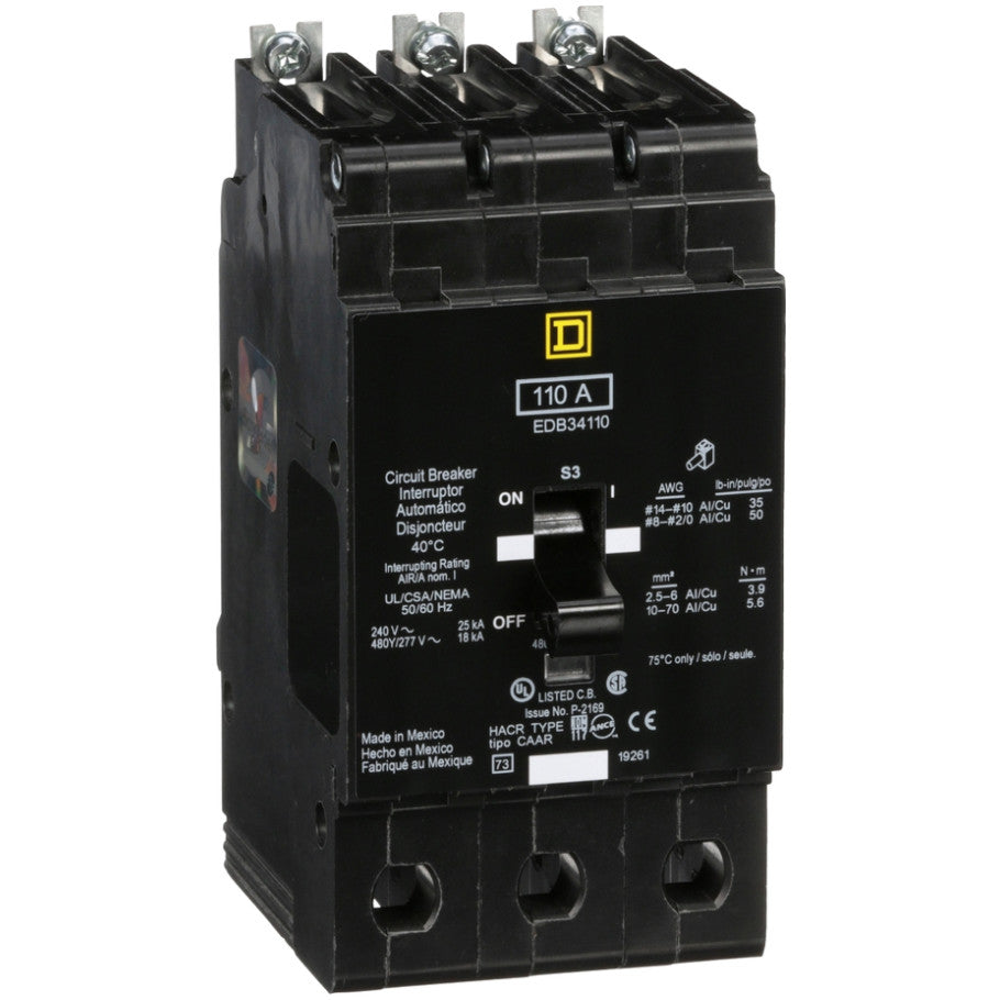 Mini circuit breaker, E-Frame, 110A, 3 pole, 480Y/277VAC, 25kA max, bolt on  TAA
