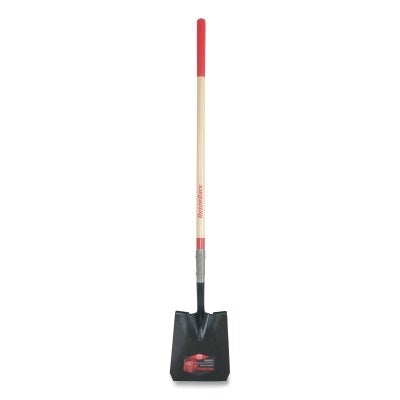 Square Point Transfer Shovel, 9.5 in W x 12 in L, Forward-Turned Step/Open-Back, 48 in Hardwood Straight w/Cush End Grip
