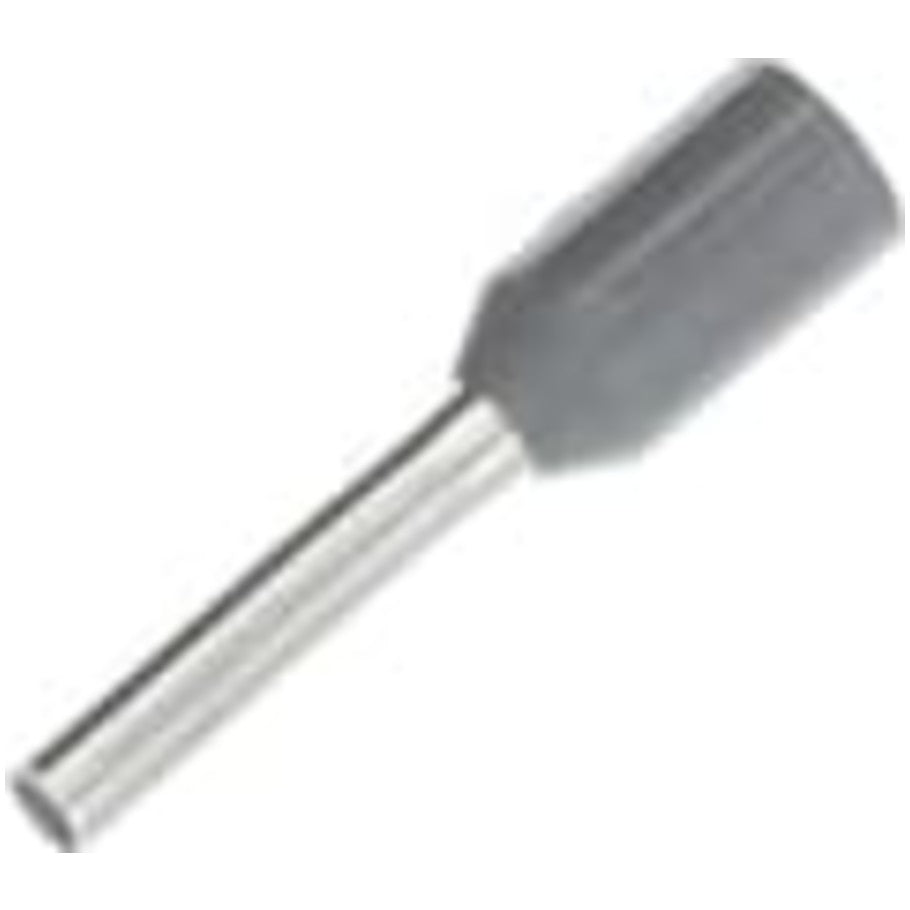 Polypropylene-Insulated Ferrule, Total Length .551 Inches/14.0mm, Wire Range 18 AWG/.75mm2, Color Gray, Copper, Tin Plated