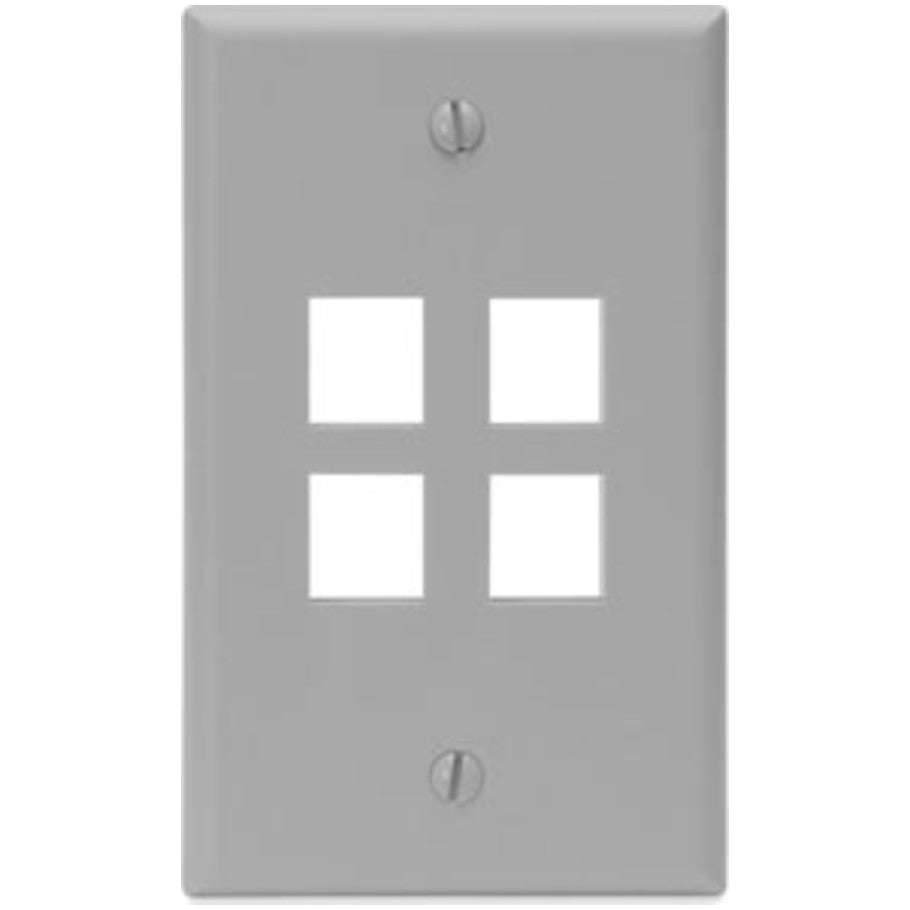 QuickPort Standard Plastic Wallplate, 1-Gang, 4-Port, Gray