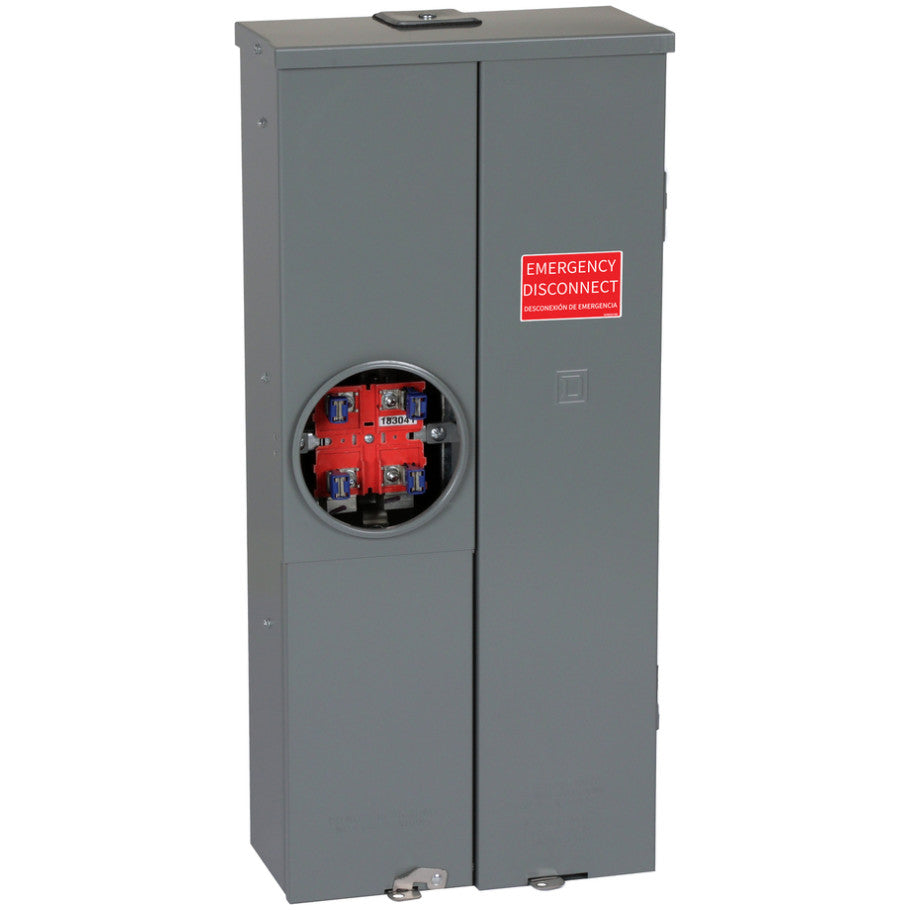 Service Entrance 200A 20-Space Ring-Type Meter Main With Homeline Main Breaker and Convertible Cover, OH/UG