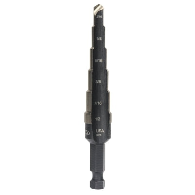 Cobalt Step Drills, 3/16 in-1/2 in, 6 Steps