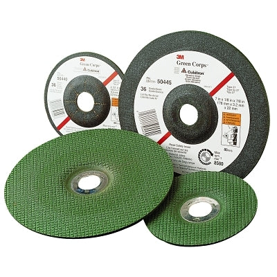 3M 051111-50443 Green Corps Flexible Grinding Wheel, 4 1/2" Dia, 7/8 Arbor, 1/8" Thick, 60 Grit