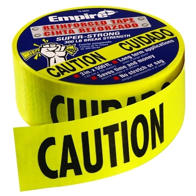 Safety Barricade Tape, 3 in x 500 ft, Yellow, Caution
