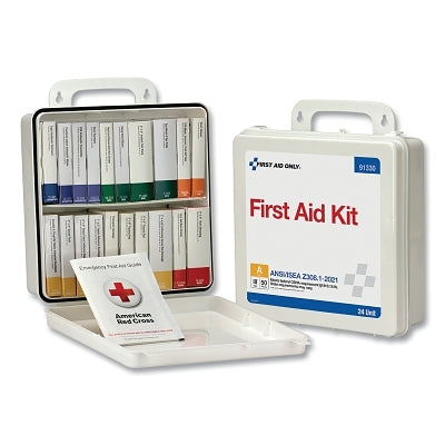 50 Person 24 Unit First Aid Kit, Job Sites/Transportation/Retail Businesses/Grocery Stores, Plastic Case, Carry Handle