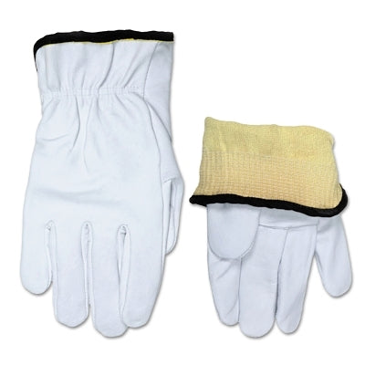 Premium Grade Goatskin Cut-Resistant Drivers Gloves, 3601K, Large, 13-ga DuPont Kevlar/Synthetic Lining, White