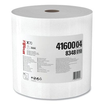 WypAll X70 Cloths, White, 13.4 in W x 12.4 in L, 870 Sheets/Roll, 1 RL/RL