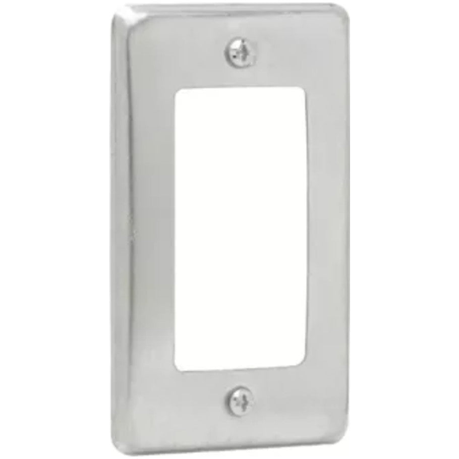 Utility Box Cover, Steel, UL Listed, Flat, (1) GFCI Receptacle