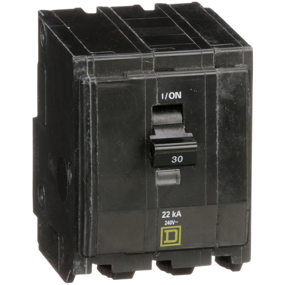 QO Miniature Circuit Breaker, Plug-In, 22kA, 240 Vac, 3-Pole, 30A, Common Trip