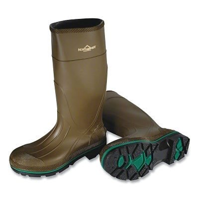 MAX Boots, Plain Toe, Size 12, 15 in H, PVC, Olive with Brown/Green Sole