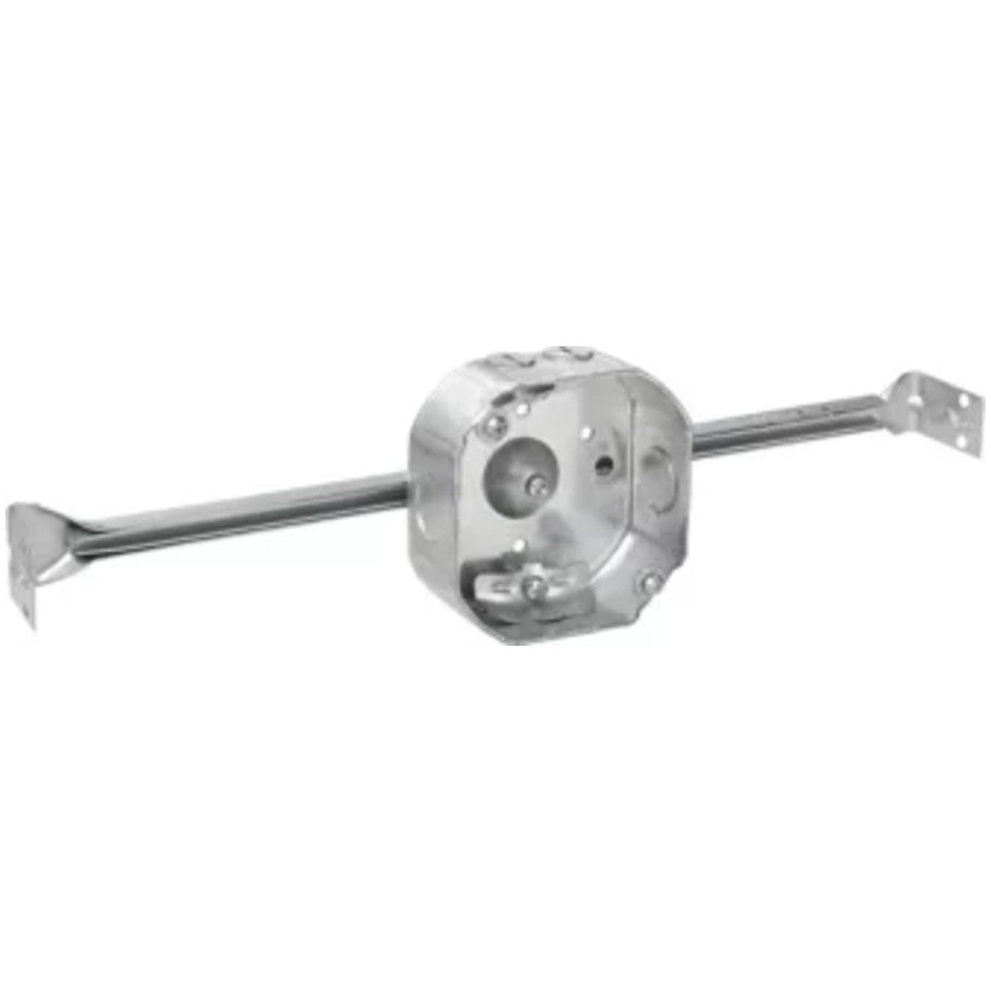 Octagon Box And Adjustable Bar Set, 4 In., Nm Clamps, 1-1/2 In., Steel, Fixture Rated, Use W/ 4 In. Octagon Box, 16 In., 15.5 Cc